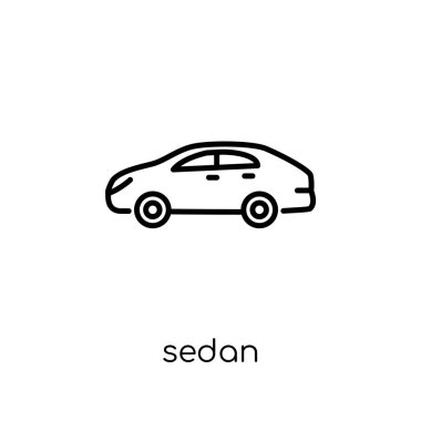 Sedan simgesi. Modaya uygun modern düz doğrusal vektör sedan simgesi ince çizgi ulaşım Collection, Anahat vektör çizim beyaz arka plan üzerinde