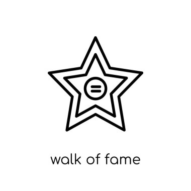 Şöhret simgesi yürüyüşü. Modaya uygun modern düz doğrusal vektör yürümek şöhret simgesi beyaz arka plan üzerinde ince çizgi Amerika Birleşik Devletleri koleksiyonu, düzenlenebilir anahattı kontur vektör çizim