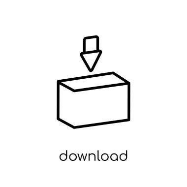 Download Icon. Modaya uygun modern düz doğrusal vektör download simgesi beyaz arka plan üzerinde ince çizgi koleksiyonundan, Anahat vektör çizim