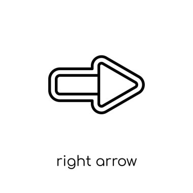 sağ ok simgesi. Modaya uygun modern düz doğrusal vektör sağ ok simgesi ince çizgi Collection, Anahat vektör çizim beyaz arka plan üzerinde