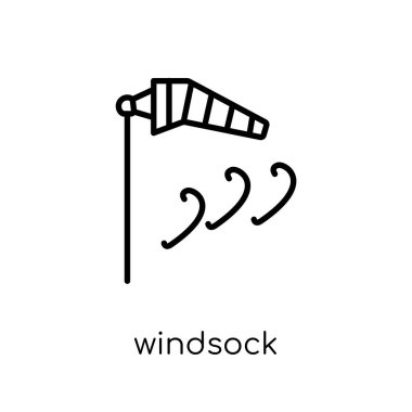 Rüzgâr tulumu simgesine. Modaya uygun modern düz doğrusal vektör Rüzgâr tulumu simgesine ince çizgi Collection, Anahat vektör çizim beyaz arka plan