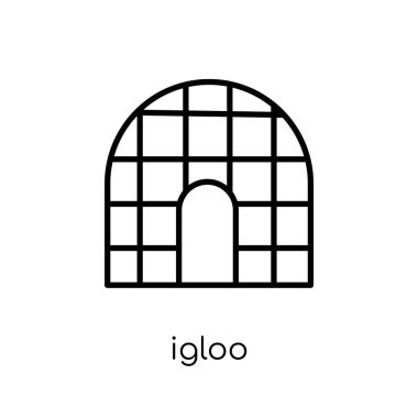 Igloo simgesi. Modaya uygun modern düz doğrusal vektör Igloo simgesi ince çizgi Collection, Anahat vektör çizim beyaz arka plan üzerinde