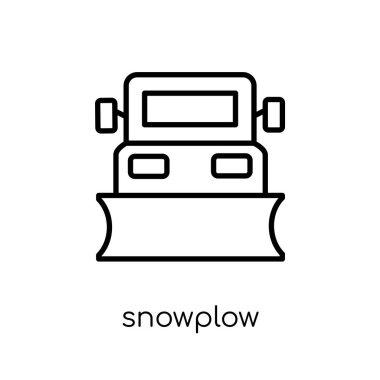 kar temizleme aracı simgesi. Modaya uygun modern düz doğrusal vektör kar temizleme aracı simgesini ince çizgi Collection, Anahat vektör çizim beyaz arka plan üzerinde