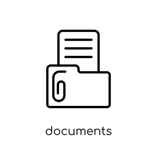 Ícone Documentos Ícone Moderno Documentos Vetoriais Lineares Planos Moda Fundo —  Vetores de Stock