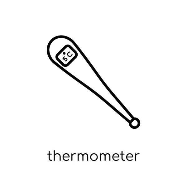 温度计图标 时尚现代平面线性矢量温度计图标在白色背景从细线汇集 轮廓向量例证 — 图库矢量图片