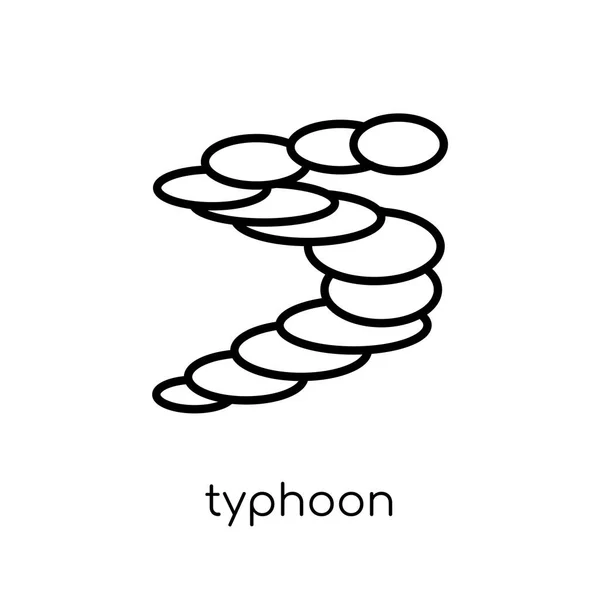 Ikona Tajfun Modny Nowoczesny Liniowych Płaskich Wektor Tajfun Ikona Białym — Wektor stockowy