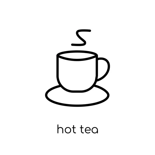 热茶图标 时尚现代平线性向量热茶图标在白色背景从细线冬天汇集 概述向量例证 — 图库矢量图片