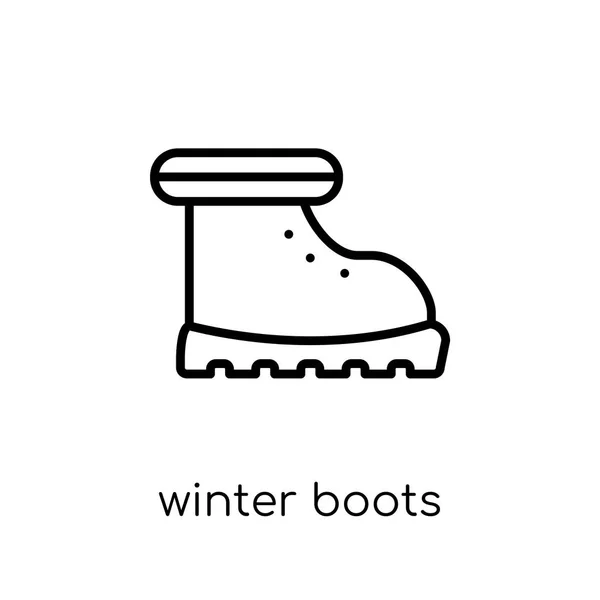 Winter Boots Icon Trendy Modern Flat Linear Vector Winter Boots — Stock Vector