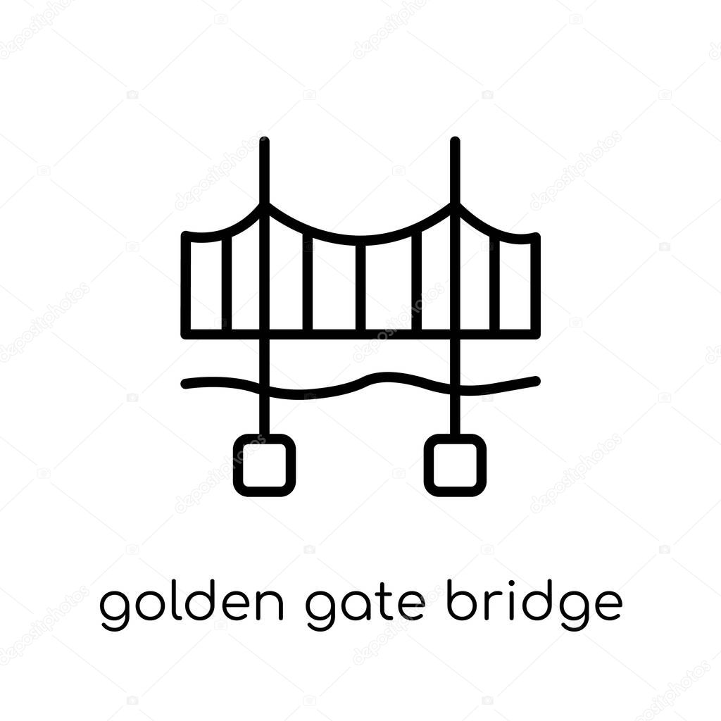 Golden gate bridge icon. Trendy modern flat linear vector Golden gate bridge icon on white background from thin line United States of America collection, editable outline stroke vector illustration