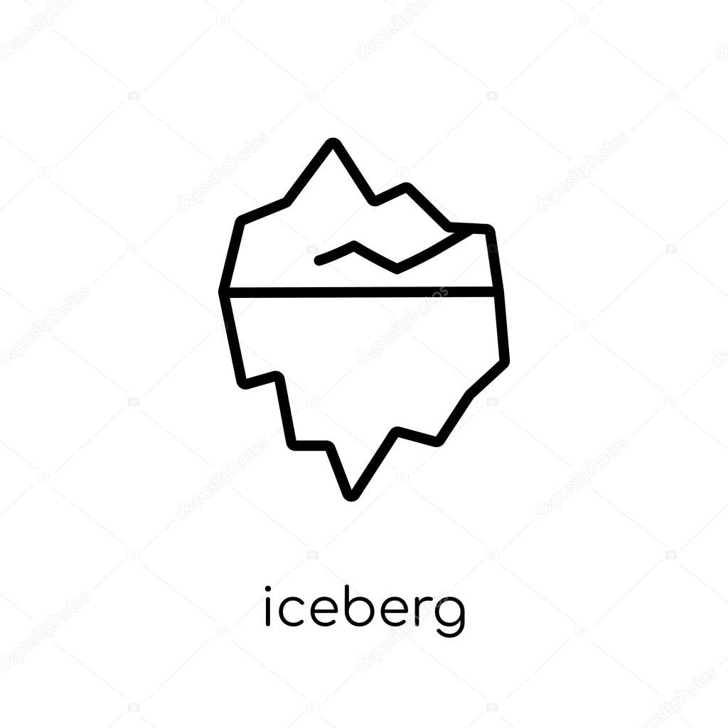 iceberg icon. Trendy modern flat linear vector iceberg icon on white background from thin line collection, outline vector illustration