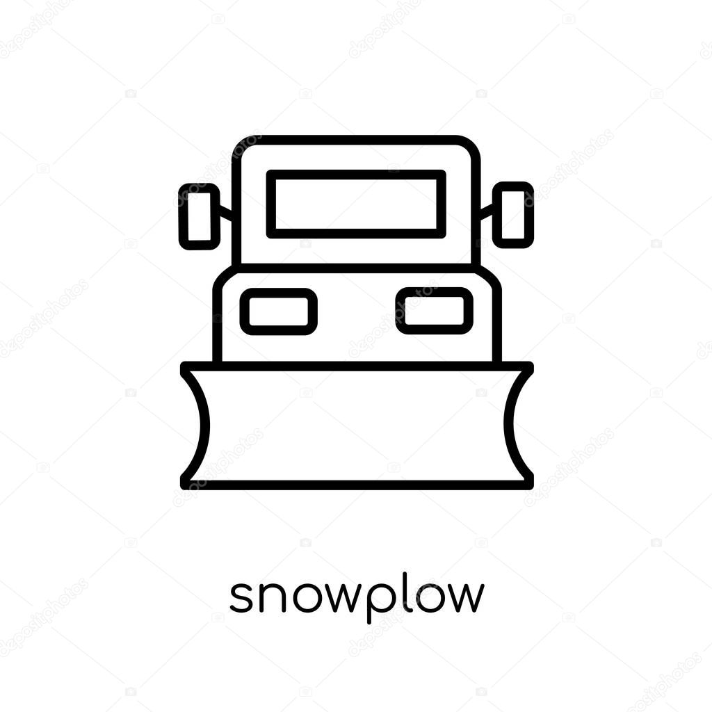 snowplow icon. Trendy modern flat linear vector snowplow icon on white background from thin line collection, outline vector illustration
