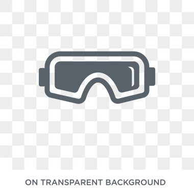 Kar gözlüğü simgesi. Kar gözlüğü tasarım konsepti kış koleksiyonundan. Basit öğe vektör çizim şeffaf arka plan üzerinde.