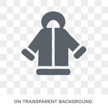 Kürk ceket simgesi. Kürk ceket tasarım konsepti kış koleksiyonundan. Basit öğe vektör çizim şeffaf arka plan üzerinde.