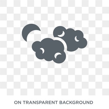 Bulutlu gece simgesi. Bulutlu gece tasarım konsepti hava koleksiyonundan. Basit öğe vektör çizim şeffaf arka plan üzerinde.