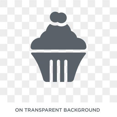Muffin simgesi. Kek tasarım konsepti Doğum günü ve parti koleksiyonundan. Basit öğe vektör çizim şeffaf arka plan üzerinde.