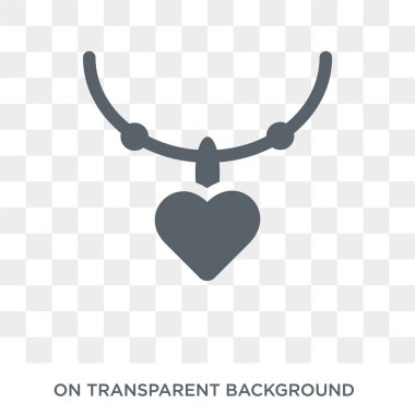 Kolye simgesi. Düğün ve aşk koleksiyonundan kolye tasarım konsepti. Saydam arka planda basit eleman vektör çizimi.