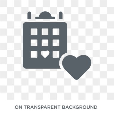 Takvim simgesini seviyorum. Takvim tasarım konsepti düğün ve sevgi Collection seviyorum. Basit öğe vektör çizim şeffaf arka plan üzerinde.