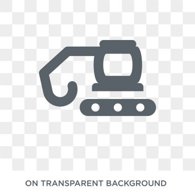 Ekskavatör simgesi. Ekskavatör ulaşım koleksiyonundan kavram tasarlayın. Basit öğe vektör çizim şeffaf arka plan üzerinde.