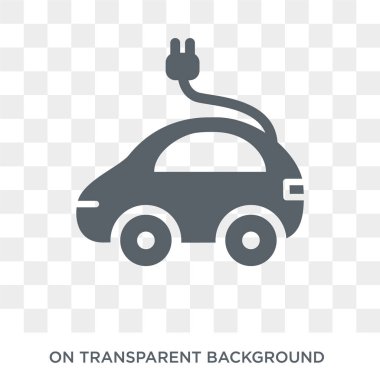 Elektrikli otomobil simgesi. Elektrikli otomobil tasarım konsepti koleksiyonundan. Basit öğe vektör çizim şeffaf arka plan üzerinde.