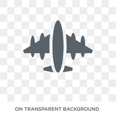 Uçak simgesi. Uçak tasarım konsepti koleksiyonundan. Basit öğe vektör çizim şeffaf arka plan üzerinde.