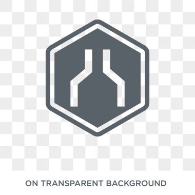 Dar yol işareti simgesi. Trafik işareti koleksiyonundan şeffaf arka plan trendy düz vektör dar yol işareti simgesi. Yüksek kaliteli web ve mobil için dar yol işareti sembolü kullanın dolu