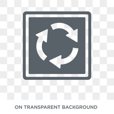 dairesel kesişim işareti simgesi. Trendy düz vektör dairesel kavşak trafik işareti koleksiyonundan şeffaf arka plan işareti simgesi. Yüksek kaliteli Dairesel kesişim işareti simge kullanımı dolu