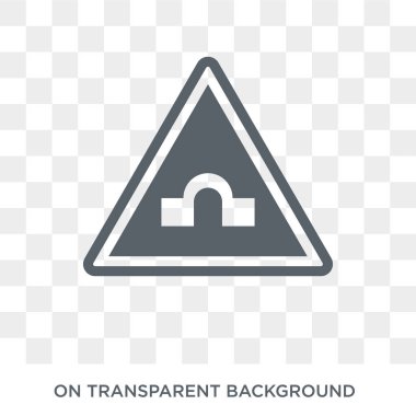 Köprü yol işareti simgesi. Trafik işareti koleksiyonundan şeffaf arka plan trendy düz vektör köprü yol işareti simgesi. Köprü yol işareti sembol kullanımı web ve mobil için yüksek kaliteli dolu