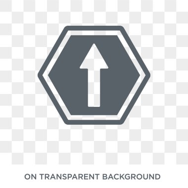 İleride tek işareti simgesi. Trafik işareti koleksiyonundan şeffaf arka plan üzerinde trendy düz vektör Ahead tek işareti simgesi. Yüksek kaliteli web ve mobil için Ahead tek işareti sembolü kullanın dolu