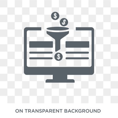 Satış huni simgesi. Trendy düz vektör teknolojisi koleksiyonundan şeffaf arka plan üstünde kutsal kişilerin resmi satış huni. Yüksek kalite satış huni simge kullanımı web ve mobil için dolu