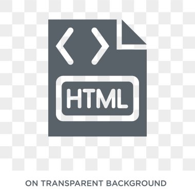 Html simgesi. Teknoloji koleksiyonundan saydam arka plan üzerinde trendy düz vektör Html simgesi. Web ve mobil cihazlar için yüksek kaliteli html sembolü kullanımı
