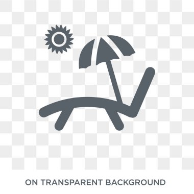 Şezlonglar ve güneş simgesi. Şezlonglar ve güneş tasarım konsepti yaz koleksiyonundan. Basit öğe vektör çizim şeffaf arka plan üzerinde.