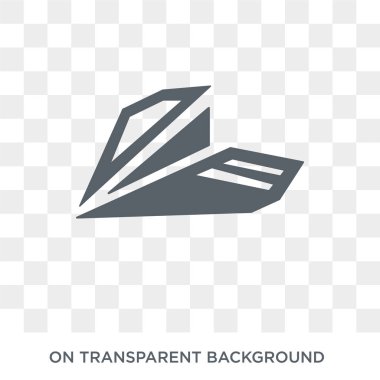 Kağıt Uçak simgesi. Kağıt uçak tasarım konsepti koleksiyonundan. Basit öğe vektör çizim şeffaf arka plan üzerinde.