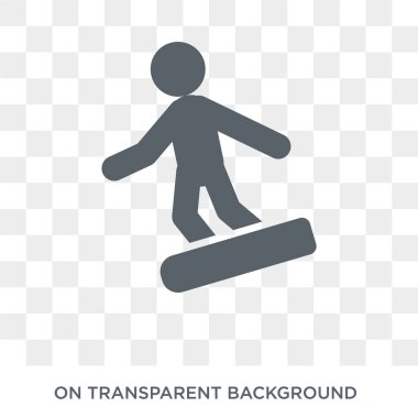 snowboard simgesi. Trendy düz vektör snowboard spor koleksiyonundan şeffaf arka plan simgesi. Yüksek kalitede snowboard simge kullanımı web ve mobil için dolu