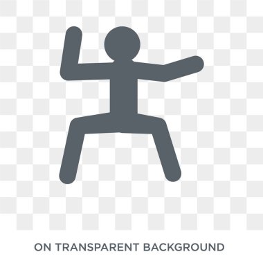 Kung fu simgesi. Trendy düz vektör spor koleksiyonundan şeffaf arka plan üstünde kutsal kişilerin resmi kung fu. Yüksek kaliteli dolu kung fu simge kullanımı için web ve hareket eden