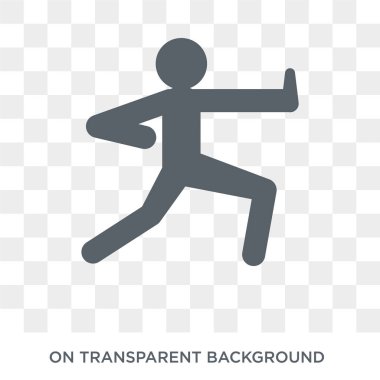 Karate simgesi. Trendy düz vektör spor koleksiyonundan şeffaf arka plan üstünde kutsal kişilerin resmi Karate. Karate simge kullanımı web ve mobil için yüksek kaliteli dolu