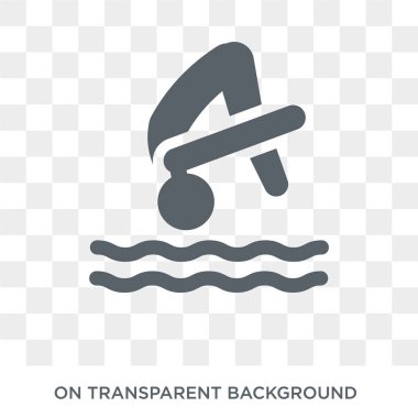 Dalış spor idolü. Trendy düz vektör dalış spor idolü spor koleksiyonundan şeffaf arka plan üzerinde. Dalış sporu simge kullanımı web ve mobil için yüksek kaliteli dolu