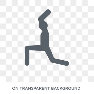 Yoga simgesi. Trendy düz vektör spor koleksiyonundan şeffaf arka plan üstünde kutsal kişilerin resmi Yoga. Yoga simge kullanımı web ve mobil için yüksek kaliteli dolu