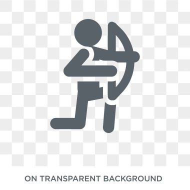 Okçuluk simgesi. Trendy düz vektör okçuluk spor koleksiyonundan şeffaf arka plan simgesi. Okçuluk simge kullanımı web ve mobil için yüksek kaliteli dolu