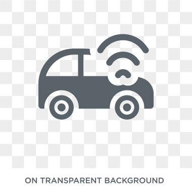 Akıllı araç simgesi. Akıllı ev koleksiyonundan şeffaf arka plan trendy düz vektör akıllı araç simgesi. Akıllı araç simge kullanımı web ve mobil için yüksek kaliteli dolu