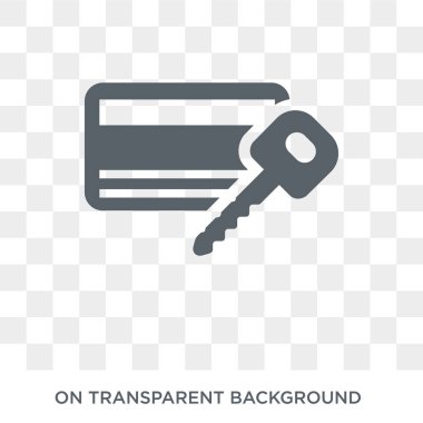 Anahtar kartı simgesi. Akıllı ev koleksiyonundan şeffaf arka plan trendy düz vektör anahtar kartı simgesi. Anahtar kartı simge kullanımı web ve mobil için yüksek kaliteli dolu