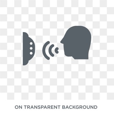 Ses denetimi simgesini. Trendy düz vektör akıllı ev koleksiyonundan şeffaf arka plan ses denetimi simgesi. Yüksek kaliteli ses denetimi simge kullanımı web ve mobil için dolu