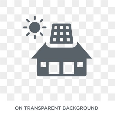 Eko ev simgesini. Trendy düz vektör eko akıllı ev koleksiyonundan şeffaf arka plan ev simgesi. Eko ev simge kullanımı web ve mobil için yüksek kaliteli dolu