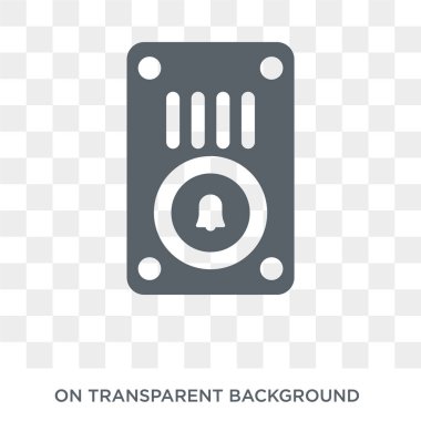 Kapı zili simgesi. Akıllı ev koleksiyonundan şeffaf arka plan üzerinde Trendy düz vektör Doorbell simgesi. Web ve mobil cihazlar için yüksek kaliteli dolgulu Doorbell sembolü kullanımı