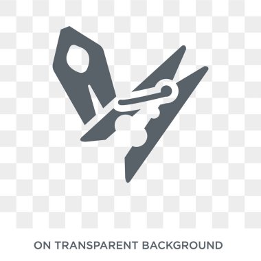 Clothespin simgesi. Clothespin tasarım konsepti Sew koleksiyonundan. Basit öğe vektör çizim şeffaf arka plan üzerinde.