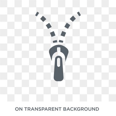 Fermuar simgesi. Fermuar tasarım konsepti koleksiyonundan. Basit öğe vektör çizim şeffaf arka plan üzerinde.