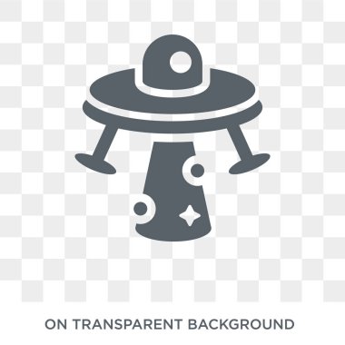 Ufo simgesi. Astronomi koleksiyonundan UFO tasarım konsepti. Saydam arka planda basit eleman vektör çizimi.