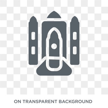 Uzay mekiği simgesi. Uzay mekiği tasarım konsepti astronomi koleksiyonundan. Basit öğe vektör çizim şeffaf arka plan üzerinde.