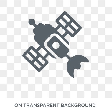 Uydu simgesi. Uydu tasarım konsepti astronomi koleksiyonundan. Basit öğe vektör çizim şeffaf arka plan üzerinde.