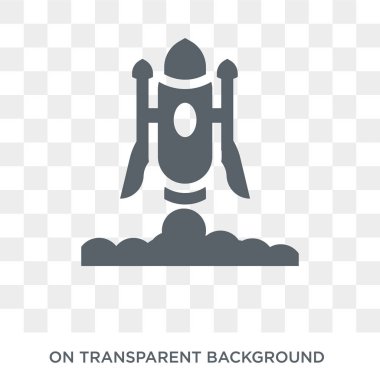 Roket fırlatma simgesi. Roket fırlatma tasarım konsepti astronomi koleksiyonundan. Basit öğe vektör çizim şeffaf arka plan üzerinde.