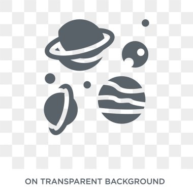 Gezegenler simgesi. Astronomi koleksiyonundan gezegenlertasarım konsepti. Saydam arka planda basit eleman vektör çizimi.